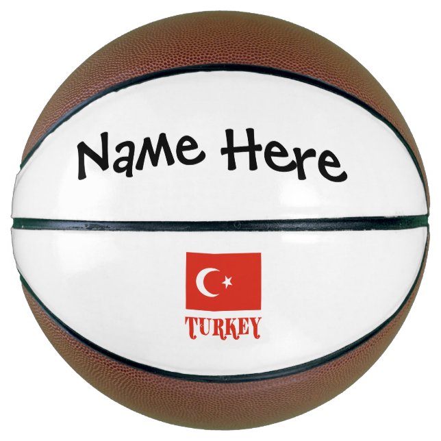 Ballon De Basket Drapeau turc avec votre nom Basketball (Devant)