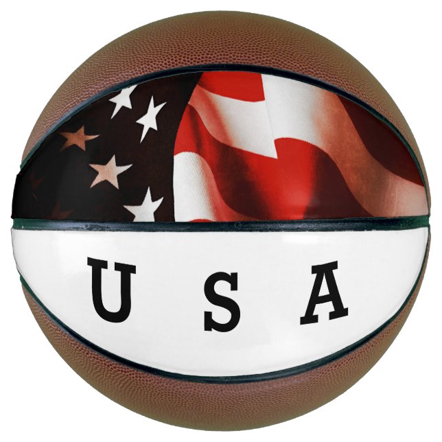 Ballon De Basket Drapeau USA drapé (Devant)