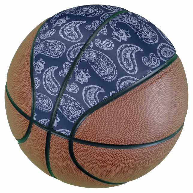 Ballon De Basket Élégant motif paisley bleu foncé (Incliné)