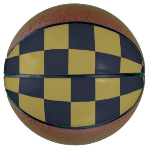 Ballon De Basket Elégant or et bleu marine À damiers Motif