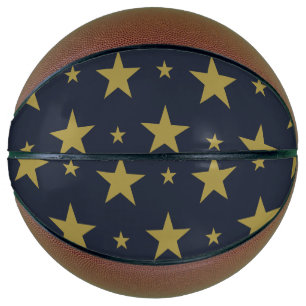 Ballon De Basket Étoiles dorées sur bleu marine – Élégant et intemp