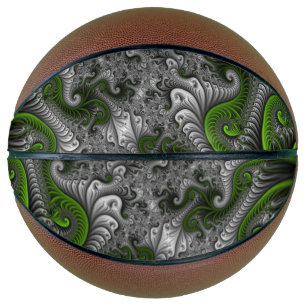 Ballon De Basket Fantasy World Green And Gray Abstract Fractal Art