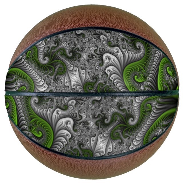 Ballon De Basket Fantasy World Green And Gray Abstract Fractal Art (Devant)