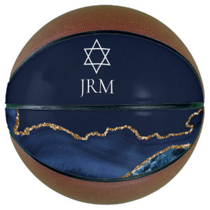 Ballon De Basket Fête de Bar Mitzvah étoile de David juive bleu mar