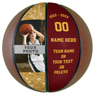 Ballon De Basket Filles Maroon, Or, Basket-Ball Personnalisé