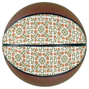 Ballon De Basket Fleurs orange, Motif Floral, Verdure, Boho