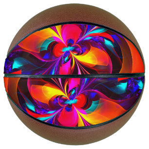 Ballon De Basket Floral moderne Art Abstrait Rouge Bleu Motif #07
