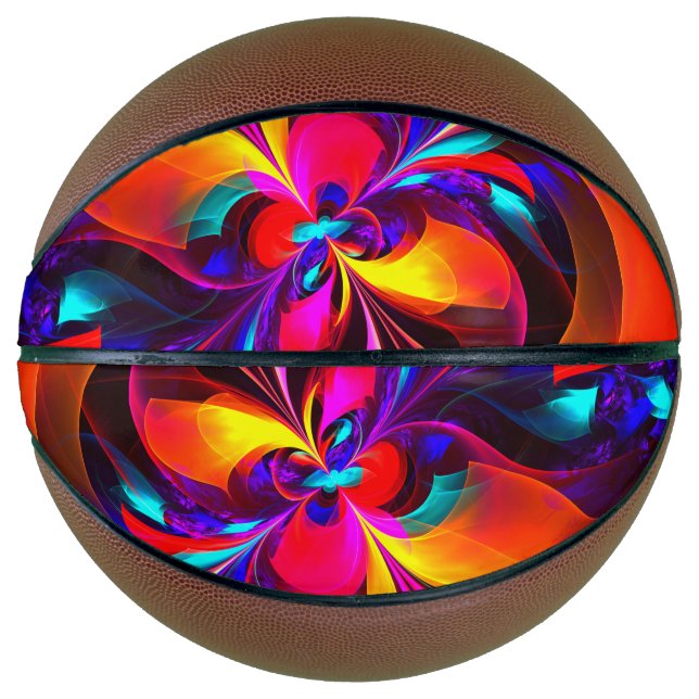 Ballon De Basket Floral moderne Art Abstrait Rouge Bleu Motif #07 (Devant)