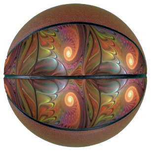 Ballon De Basket Fluorescent coloré Abstrait Trippy Brown Fractal