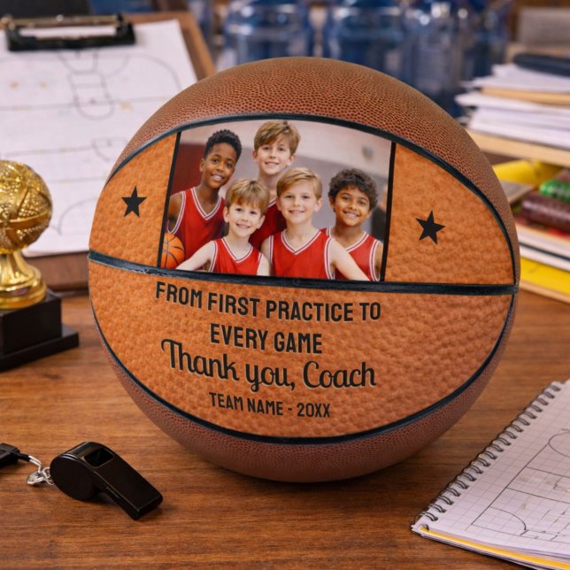 Ballon De Basket From First Practice to Every Game Thank You Coach  (Créateur téléchargé)