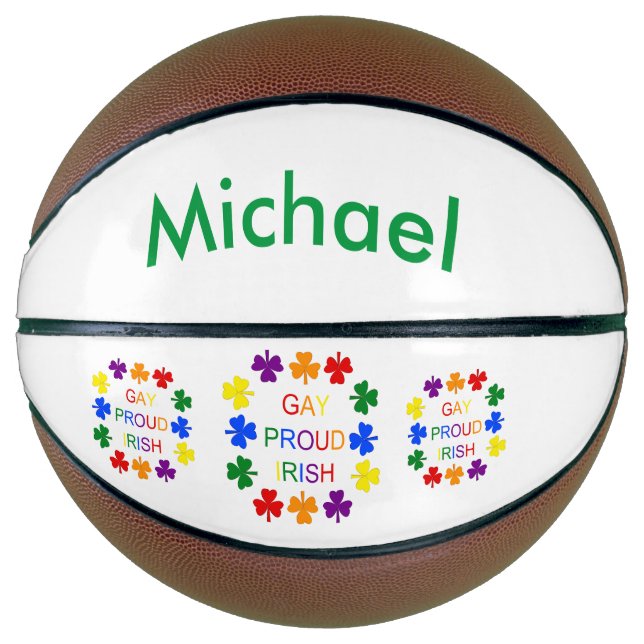 Ballon De Basket Gay Fier Irlandais LGBT Rainbow Shamrocks (Devant)
