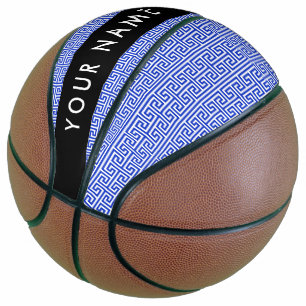 Ballon De Basket Grec Meander Key H Blue, Votre Nom, Personnaliser