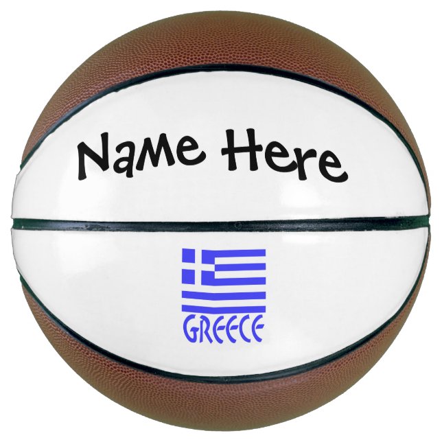 Ballon De Basket Grèce et drapeau grec avec votre nom (Devant)