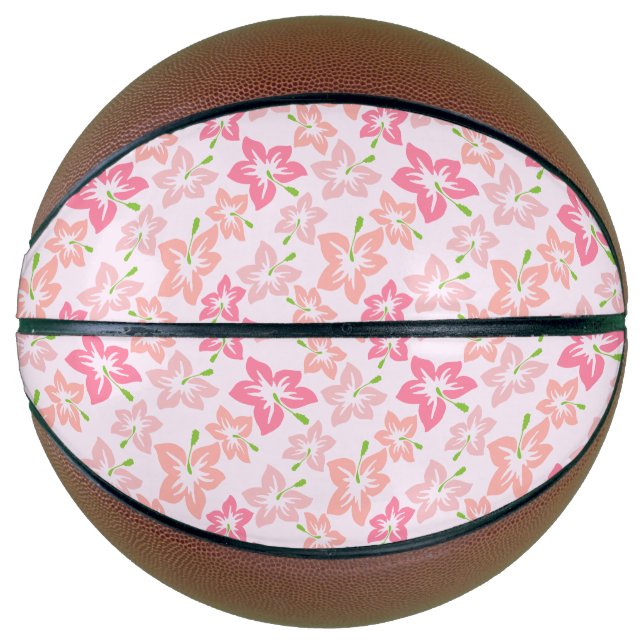 Ballon De Basket Hibiscus Rose, Fleurs Roses, Motif De Fleurs (Devant)