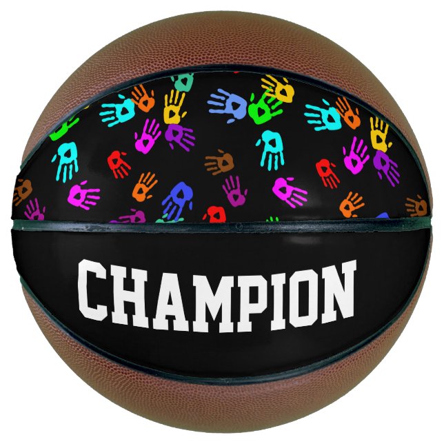 Ballon De Basket holiES - motif couleur mains 1 + votre backgr. (Devant)