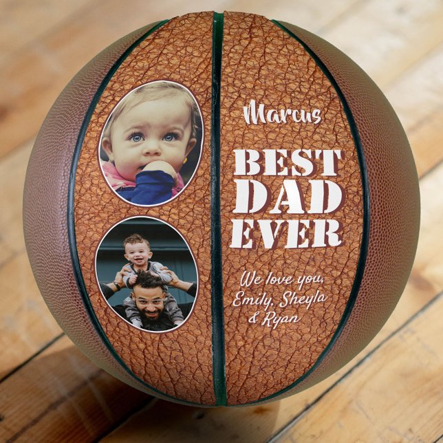 Ballon De Basket Impression sur cuir Meilleur Papa Ever 2 Collage d (Créateur téléchargé)