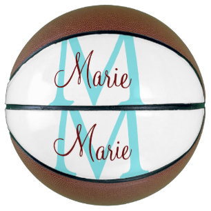 Ballon De Basket jeté simple minimal ajouter nom monogramme rose ro