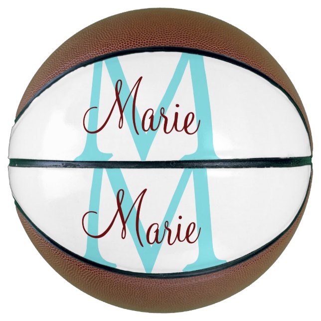 Ballon De Basket jeté simple minimal ajouter nom monogramme rose ro (Devant)