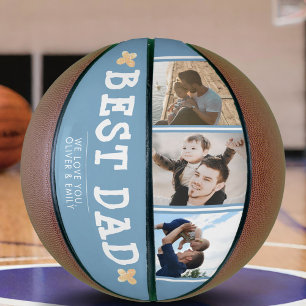 Ballon De Basket Joli Meilleur Papa Bleu 3 Collage de Photos Souven
