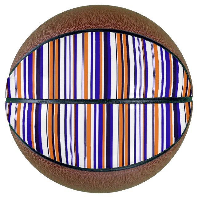Ballon De Basket Jolies rayures bleues orange (Devant)