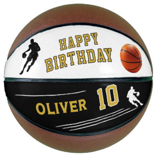 Ballon De Basket Joueur personnalisé Silhouette Joyeux Anniversaire