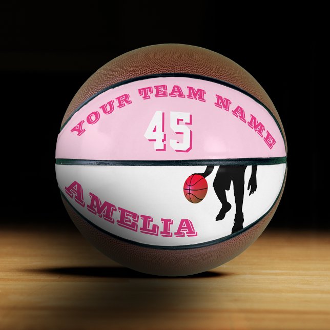 Ballon De Basket Joueur rose Nom de l'équipe Numéro Fille (Créateur téléchargé)