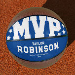 Ballon De Basket Joueurs MVP en gras Nom Keepsaké bleu<br><div class="desc">Célébrez une saison exceptionnelle avec notre cadeau de basket moderne et élégant. Conçu avec une toile de fond bleue épurée (personnalisable à n'importe quelle couleur), il incarne l'esprit d'un vrai MVP. Ce keepsaké présente des étoiles blanches, le nom du joueur, l'école ou l'université où ils ont brillé, et l'année de...</div>