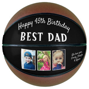 Ballon De Basket Joyeux anniversaire Best Papa 3 Photo Collage noir