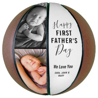 Ballon De Basket Joyeux Jour du Premier Père Blanc 2 Nom de la phot