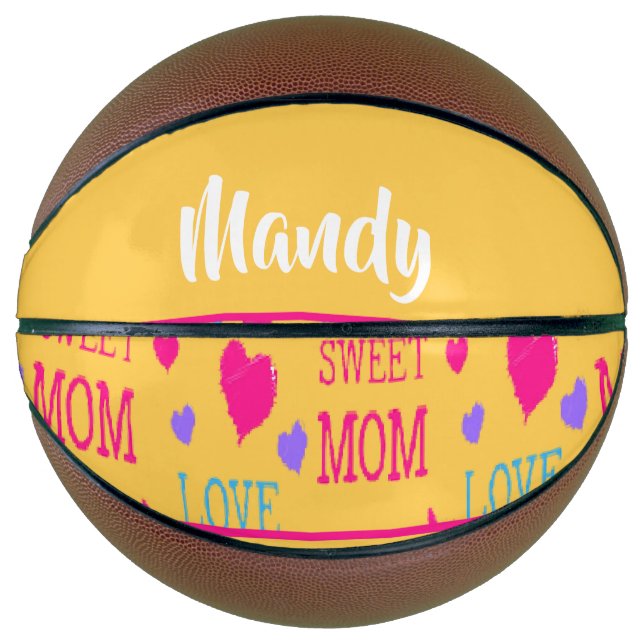 Ballon De Basket Love you maman texte sur orange (Devant)