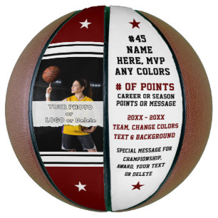 Ballon De Basket Maroon et blanc, Basket-ball PHOTO avec nom sur el