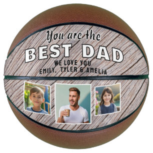 Ballon De Basket Meilleur Papa Bois Rustique 3 Collage Photo Souven