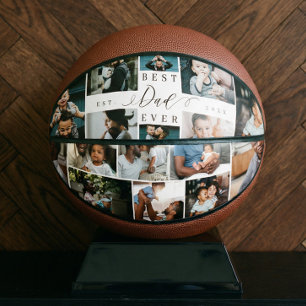 Ballon De Basket Meilleur Papa de Tous les Temps Collage de Photos