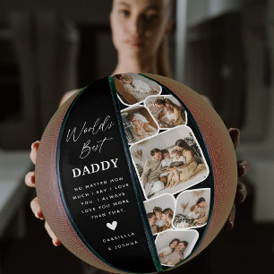 Ballon De Basket Meilleur Papa du Monde Grille Multi Photo Moderne