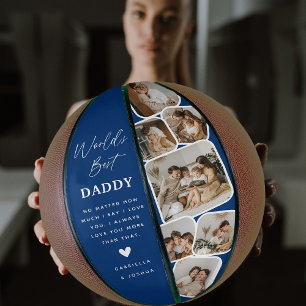 Ballon De Basket Meilleur Papa du Monde Grille Multi Photo Moderne