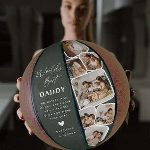 Ballon De Basket Meilleur Papa du Monde Grille Multi Photo Moderne