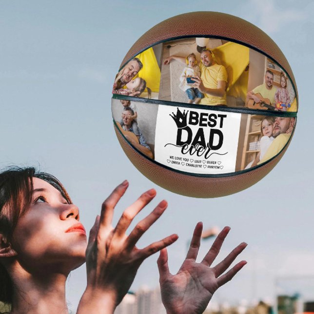 Ballon De Basket Meilleur papa Ever & Photos Familiales simples Fêt (Créateur téléchargé)