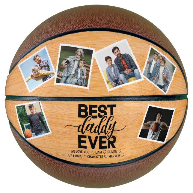 Ballon De Basket Meilleur papa Jamais Fête des pères en bois Photo  (Devant)