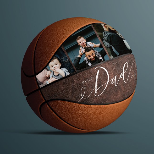 Ballon De Basket Meilleur papa Jamais Fête des pères en cuir Collag (Créateur téléchargé)