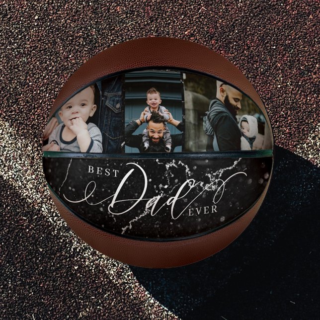Ballon De Basket Meilleur papa Jamais Marbre Noir Fête des pères Co (Créateur téléchargé)