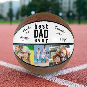 Ballon De Basket Meilleur Papa Jamais Signé Photo Basketball Blanc