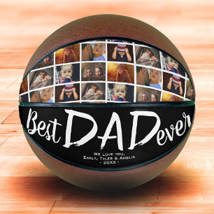 Ballon De Basket Meilleur Papa Noir Collage Personnalisé 6 Photos