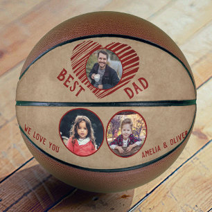 Ballon De Basket Meilleur Papa Rustique Cœur Rouge Fête des Pères 3