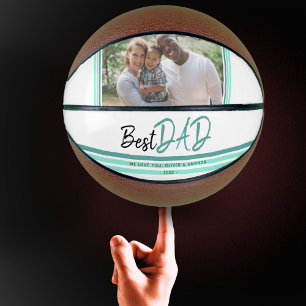 Ballon De Basket Meilleur Papa Typographie Moderne Turquoise Photo