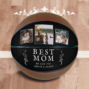 Ballon De Basket Meilleure Maman Feuillage Moderne 3 Photos Personn