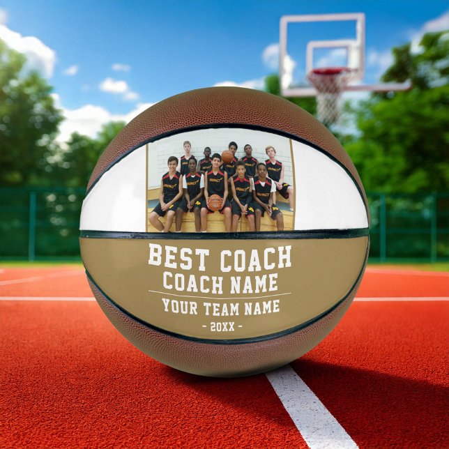 Ballon De Basket Meilleure photo d'équipe de nom d'entraîneur Merci (Créateur téléchargé)