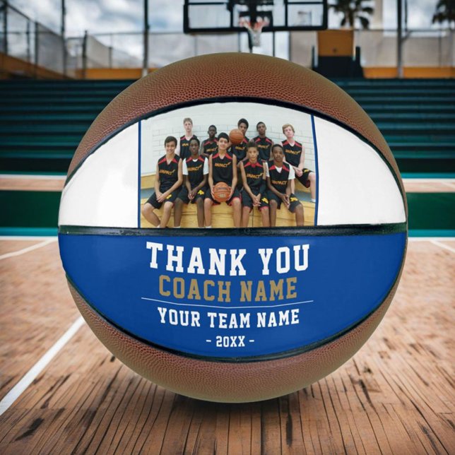 Ballon De Basket Merci Coach Équipe Nom Photo (Créateur téléchargé)