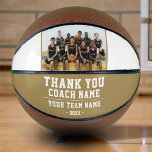Ballon De Basket Merci Coach Nom de l'équipe Photo<br><div class="desc">Merci Coach Nom de l'équipe et Team Photo Basketball. Personnalisez avec votre nom d'entraîneur, le nom de l'équipe et l'année. Vous pouvez modifier n'importe quel texte sur le basket-ball ou l'effacer. Un grand cadeau pour un entraîneur ! Ajoutez une photo d'équipe et faites signer par l'équipe les zones non dessinées...</div>