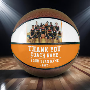 Ballon De Basket Merci Coach Orange Nom et photo de l'équipe