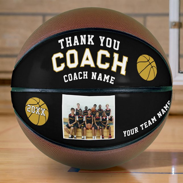 Ballon De Basket Merci Coach Team Photo Basket (Créateur téléchargé)